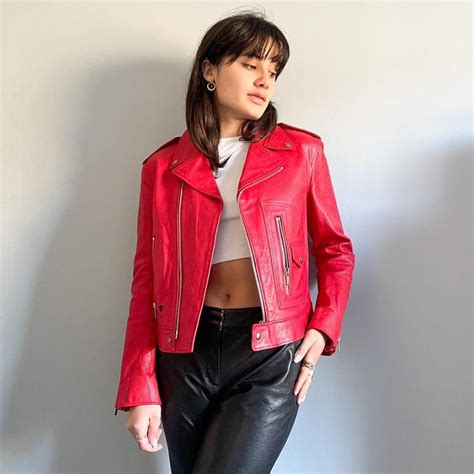 dior red leather jacket